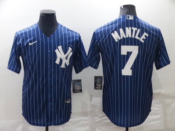 New York Yankees #7 Mickey Mantle Navy Cool Base Stitched Jersey