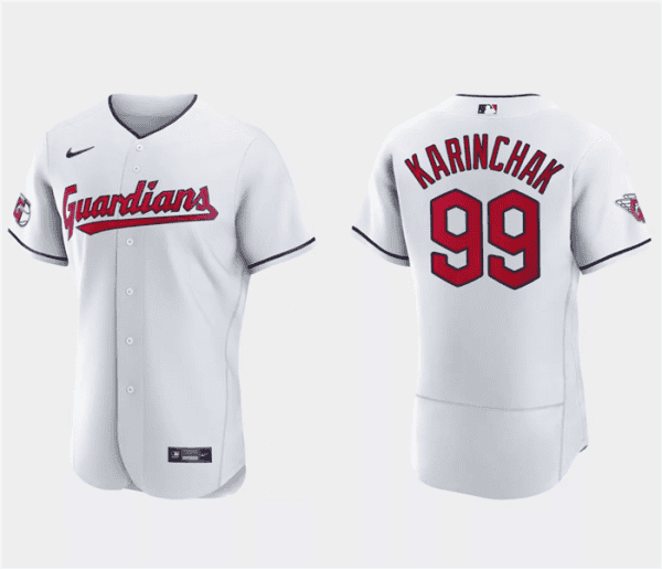 Cleveland Guardians #99 James Karinchak White Flex Base Stitched Jersey