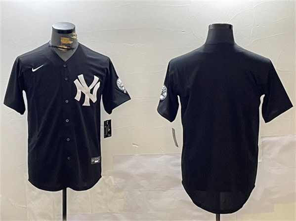 New York Yankees Blank Black With Patch Cool Base Stitched Jersey
