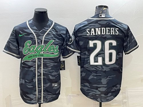 Philadelphia Eagles #26 Miles Sanders Gray Camo With Patch Cool Base Stitched Jersey