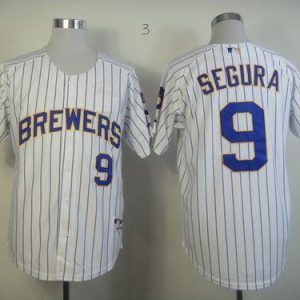 Brewers #9 Jean Segura White (Blue Strip) Stitched Jersey