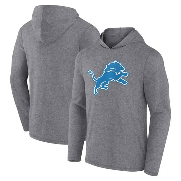 Detroit Lions Heather Gray Primary Logo Long Sleeve Hoodie