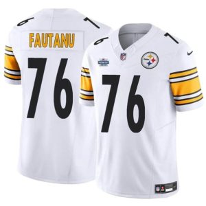 Pittsburgh Steelers #76 Troy Fautanu White 2024 With Dradt Patch F.U.S.E. Vapor Limited Stitched Jersey