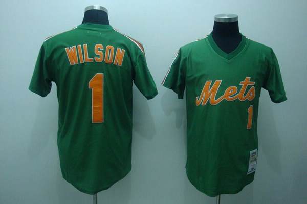 Mitchell And Ness Mets #1 Mookie Wilson Stitched Green Throwback Jersey