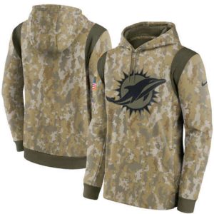Miami Dolphins Camo 2021 Salute To Service Therma Performance Pullover Hoodie