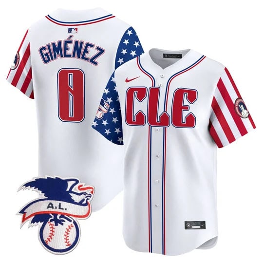 Cleveland Guardians #0 Andr¨¦s Gim¨¦nez White 2024 Fourth Of July Vapor Premier Limited Stitched Jersey