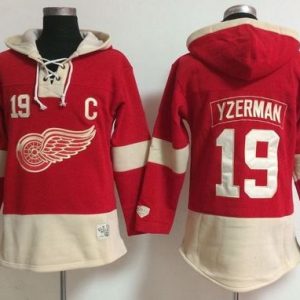 Detroit Red Wings #19 Steve Yzerman Red Old Time Lacer NHL Hoodie