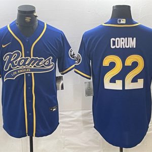 Los Angeles Rams #22 Blake Corum Royal Cool Base Stitched Jersey