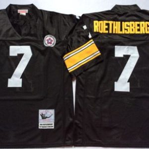 Mitchell And Ness Steelers #7 Ben Roethlisberger Black Throwback Stitched Jersey