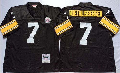 Mitchell And Ness Steelers #7 Ben Roethlisberger Black Throwback Stitched Jersey