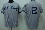 Yankees #2 Derek Jeter Stitched Grey Jersey