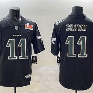 Philadelphia Eagles #11 A. J. Brown Black 2025 Super Bowl LIX Patch Fashion New Vapor Untouchable Limited Stitched Jersey