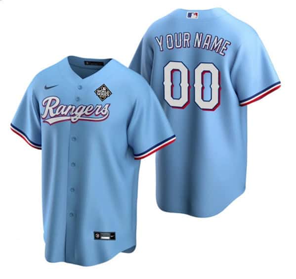 Texas Rangers Custom Blue 2023 World Series Stitched Jersey