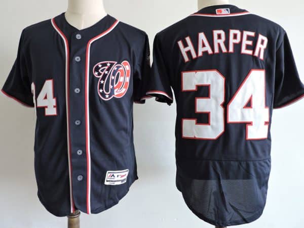 Washington Nationals #34 Bryce Harper Navy Blue Elite Stitched Jersey