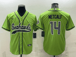 Seattle Seahawks #14 DK Metcalf Green With Patch Cool Base Stitched Baseball Jersey