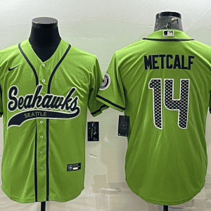 Seattle Seahawks #14 DK Metcalf Green With Patch Cool Base Stitched Baseball Jersey