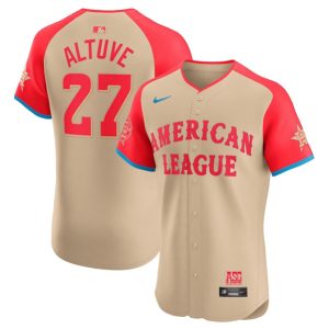 American League #27 Jose Altuve Cream 2024 All-Star Elite Stitched Jersey