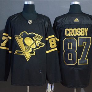Pittsburgh Penguins #87 Sidney Crosby Black Golden Stitched Jersey