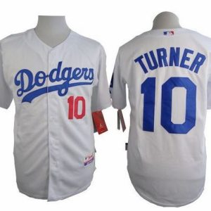 Dodgers #10 Justin Turner White Cool Base Stitched Jersey