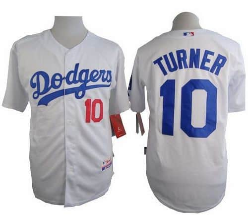 Dodgers #10 Justin Turner White Cool Base Stitched Jersey