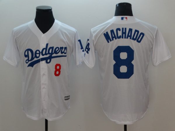 Los Angeles Dodgers #8 Manny Machado White Cool Base Stitched Jersey
