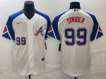 Atlanta Braves #99 Spencer Strider White 2023 City Connect Cool Base With Patch Stitched Jersey