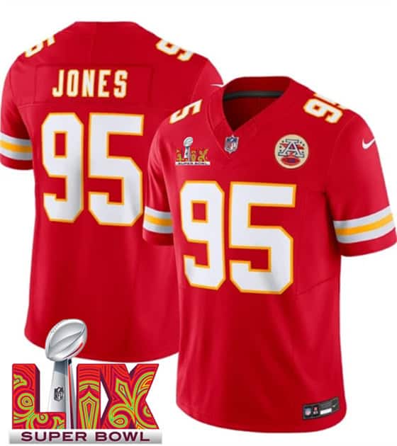Kansas City Chiefs #95 Chris Jones Red 2025 F.U.S.E. Super Bowl LIX Patch Vapor Untouchable Limited Stitched Jersey