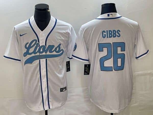 Detroit Lions #26 Jahmyr Gibbs White Cool Base Stitched Jersey