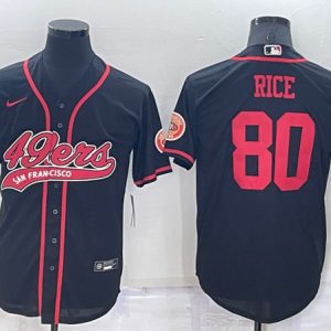 San Francisco 49ers #80 Jerry Rice Black Cool Base Stitched Baseball Jersey