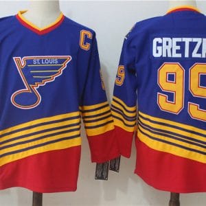 St. Louis Blues #99 Wayne Gretzky MitchellNess Blue Throwback 1995 - 96 Authentic Road Stitched Jersey