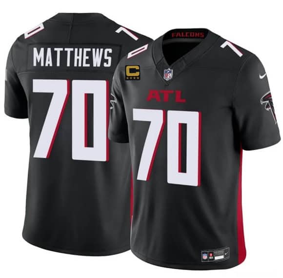 Atlanta Falcons #70 Jake Matthews Black 2025 F.U.S.E With 4-Star C Patch Vapor Untouchable Limited Stitched Jersey