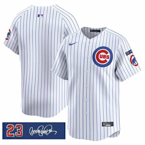 Chicago Cubs Blank White Pinstripe 'Ryne Sandberg Tribute' Vapor Limited V3 Stitched Jersey