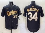 Los Angeles Dodgers #34 Fernando Valenzuela Black Gold Limited Stitched Jersey