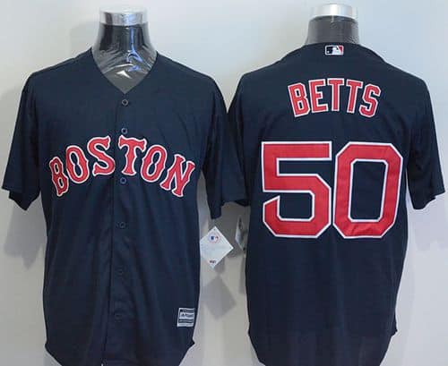 Red Sox #50 Mookie Betts Navy Blue New Cool Base Stitched Jersey