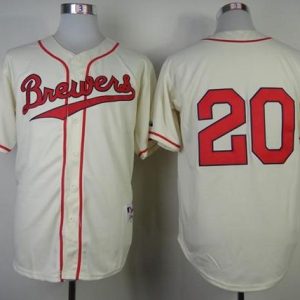 Brewers #20 Jonathan Lucroy Cream 1948 Turn Back The Clock Stitched Jersey