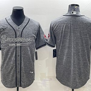 Tampa Bay Buccaneers Blank Gray With Patch Cool Base Stitched Baseball Jersey