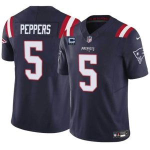 New England Patriots #5 Jabrill Peppers Navy 2024 F.U.S.E. With 3-Star C Patch Vapor Limited Stitched Jersey