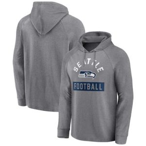 Seattle Seahawks Heathered Gray No Time Off Raglan Pullover Hoodie