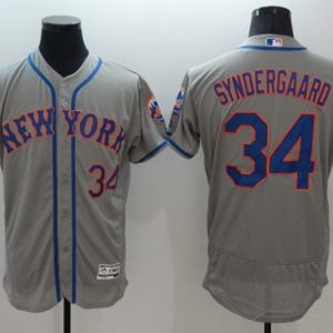 Mets #34 Noah Syndergaard Grey Flexbase Authentic Collection Stitched Jersey