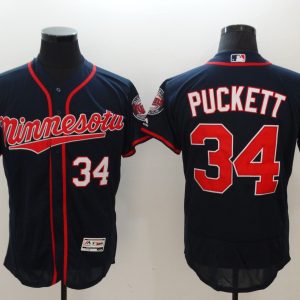 Minnesota Twins #34 Kirby Puckett Navy Flexbase Stitched Jersey