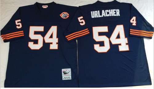 Mitchell Ness Bears #54 Brian Urlacher Blue Big No. Throwback Stitched Jersey