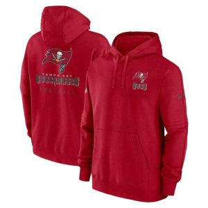 Tampa Bay Buccaneers Red Sideline Club Fleece Pullover Hoodie