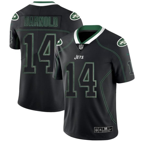 New York Jets #14 Sam Darnold Black 2018 Lights Out Color Rush Limited Jersey