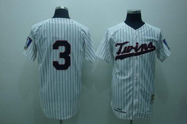 Mitchelland Ness Twins #3 Harmon Killebrew Stitched White Blue Strip Throwback Jersey