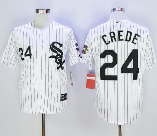 White Sox #24 Joe Crede White Throwback Stitched Jersey