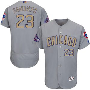 Chicago Cubs #23 Ryne Sandberg World Series Champions Gold Program Flexbase Stitched Jersey
