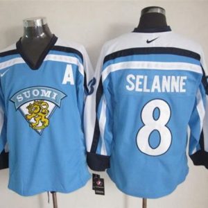 Jets #8 Teemu Selanne Light Blue Nike Throwback Stitched Jersey
