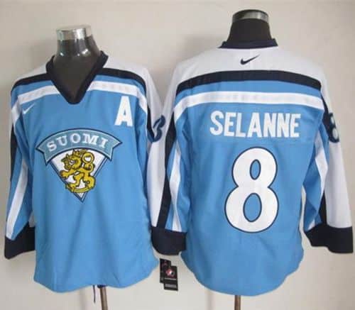 Jets #8 Teemu Selanne Light Blue Nike Throwback Stitched Jersey