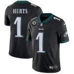 Eagles 2022 #1 Jalen Hurts Black With 2-Star C Patch Vapor Untouchable Limited Stitched Jersey
