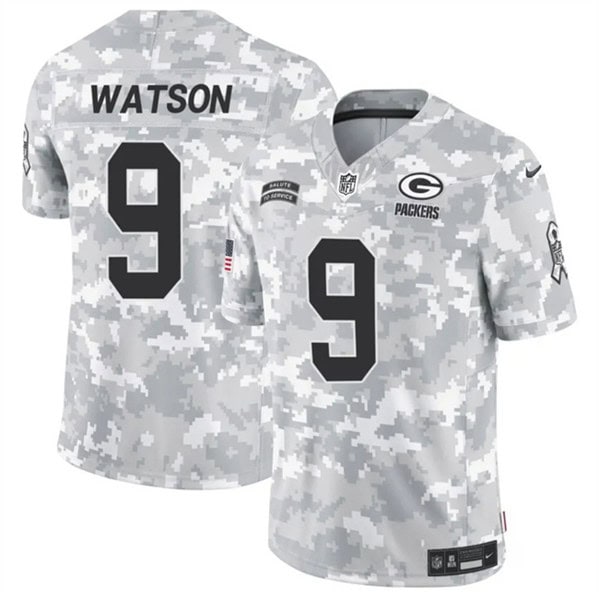 Green Bay Packers #9 Christian Watson Arctic Camo 2024 F.U.S.E. Salute To Service Limited Stitched Jersey